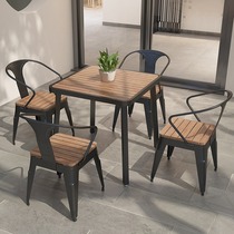 Anti-corrosive sun protection outdoor table and chairs Combined villa garden open table and chairs Cafeteria Leisure outdoor plastic wood dining table and chairs