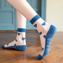 Socks women Net Red love glass silk stockings spring and summer thin cotton bottom transparent crystal socks ins tide socks