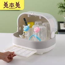 Baby bottle storage box rack with lid dust drain rack drying rack baby tableware storage box portable