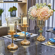 Golden Nordic Candlestick ornaments wedding shooting props European American family table retro Candlestick simple light luxury