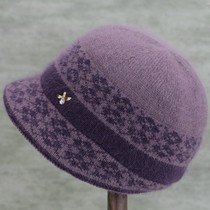 Middle-aged and elderly hats female winter mother warm hat plus velvet thick old hat grandma basin hat elderly knitted wool