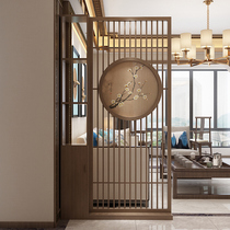 New Chinese solid wood screen partition living room entrance barrier brake entrance cabinet blocking fence hollow Bogu frame decoration