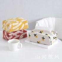 Paper Towel Box Embroidered Cotton Lins Day Series Bell Drum Cloth Art Paper Towels Napkins Tissue Bag Small Yellow Flower Daisy Minichuan Minicawa