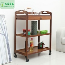 Special price Home Kitchen Dining Car Boutique Beauty Salon Car Hotel Tea Water Solid Wood Caravan Triple mobile trolley