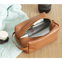 sainkho mountain knock leather cosmetic bag head layer cowhide wash bag mens and womens travel portable simple large capacity