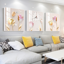 Living room decorative painting triple frameless clock mute sofa background wall mural bedroom hanging painting simple wall clock
