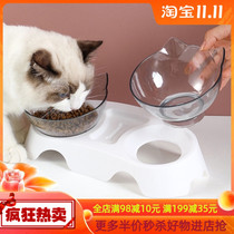 Double bowl dog bowl dog bowl cat bowl pet supplies dog protection cervical spine anti-knock cat small and medium cat rice food basin