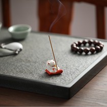 Zhaocai cat creative ceramic line incense burner incense plug seat home indoor aromatherapy sandalwood tea ceremony small ornaments agarwood