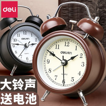 Del alarm clock students use dormitory children with night light bedside clock silent big alarm clock when walking