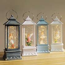 Phone booth music box retro Net Red Music Box wind light rotating music box ballet girl flower fairy glass decoration