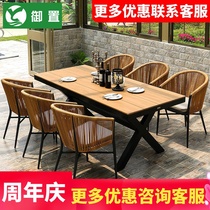 Outstanding outdoor tables and chairs courtyard gardens large boards long tables and chairs open-air balconies rattan tables and chairs waterproof dining tables