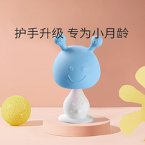 French small mushroom tooth baby grinding teeth stick boiled food grade silicone anti-eating handbaby ringing bell bite gel