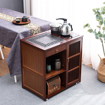 Mobile tea car coffee table tea table glass tea set kettle integrated household solid wood tea table side cabinet tea cabinet