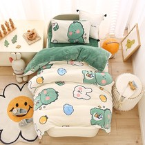 Kindergarten quilt three pieces of autumn and winter milk double-faced baby enter the garden containing coral-wool coral