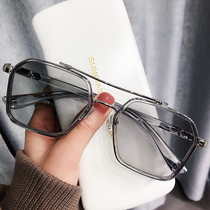 Suit thug glasses male tide myopia color-changing glasses automatic photosensitive William Chan with glasses frame anti-blue light mirror
