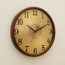 New Chinese style solid wood wall clock living room home wall watch modern simple quartz clock Chinese style wooden decorative clock