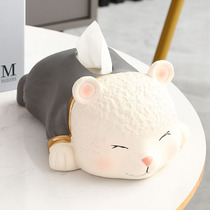 Cute little cute bear tissue box Nordic European living room creative high-end light luxury bedroom desktop decoration paper box