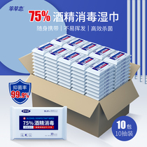 75%alcohol disinfection wet wipes small bag portable 10-pack student sterilization household portable sterilization wet wipes