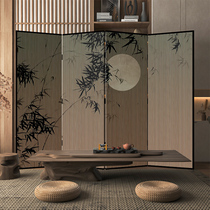 New Chinese-style simple screen partition living room office block decoration folding mobile hotel homestay bamboo folding screen