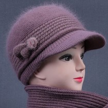 Middle-aged and elderly winter mother hat female wool knitting warm hat old lady plus velvet thickened autumn and winter old cotton hat