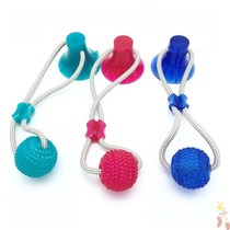 Drawstring toy puppy suction cup drawstring toy gnaw grinding teeth TPR rubber ball pet interactive artifact