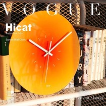 Nordic Sunset Wall Clock Silent Glass Watch Living Room with Punched Creative Fashion Decoration Network Red in Light Luxury