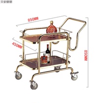 Stainless steel three-layer service car trolley pastry car delivery car luxury wooden wine truck solid wood cake car