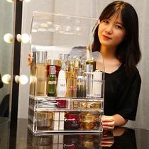 Transparent dust-proof cosmetic storage box desktop rack home skin care brush finishing acrylic net red dresser