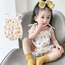 Baby Summer Wear Baby Cottage Summer Hardclothes Pure Cotton Princess Triangle Bark Clothes Out