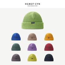 Hat women autumn and winter knitted melon skin hat Korean version of simple letter cloth label thickened warm wool hat men's main hat tide