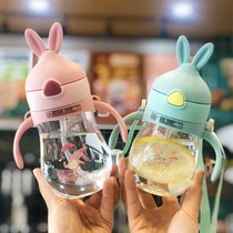 Baby straw water cup anti-choking with gravity ball men and women childrens school drinking cup anti-fall kindergarten students drinking water Cup