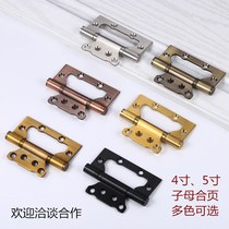 Stainless steel 4-inch primary-secondary hinge house door bedroom Newood 5 lotus leaf accessories free of grooving butterfly mute black home