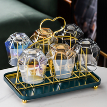 Light luxury high-sense diamond glass household living room drink cup high-value family teacup cup cup set