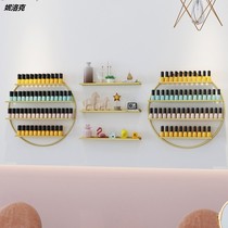 Golden round nail polish glue display rack wrought iron wall-mounted net red nail salon cosmetics locker