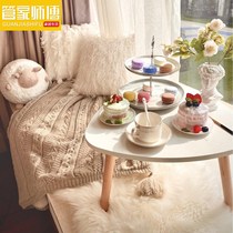 Simple solid wood floating window table Japanese tatami balcony coffee table Nordic small table Kang table bedroom carpet Round Table
