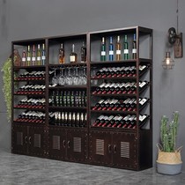 Simple wrought iron red wine rack European style floor wine cabinet wine cup holder bar industrial style display red wine cabinet customization