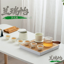 LAREEY white porcelain kung fu tea set home Japanese simple tea tray dry bubble office teapot Cup Bowl gift