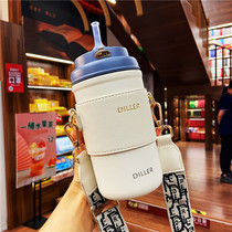  Water cup female cute thermos cup lady high facial value adult portable student Japanese-style high-end girl with straw cup