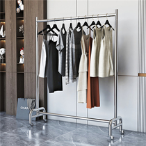 Stainless steel clothes hanger floor folding bedroom inner drying hanger balcony minimalist single-lever style cloister holder mobile with wheel