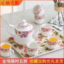 Simple tea set Household large capacity set European creative Gold English hall guest Ceramic cold water pot with tray special offer