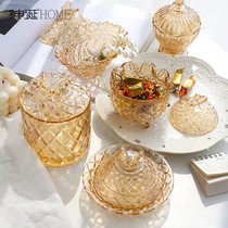 European-style light luxury high-grade glass sugar can can with lid storage jar modern simple decorative ornaments