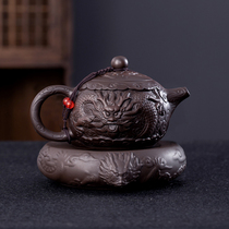 Purple sand pot handmade single pot high-grade gift box teapot size capacity single relief Xi Shi pot kung fu tea set