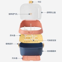 Baby bottle storage box multifunctional drain rack baby supplies milk bottle rack drying rack storage box dustproof belt cover
