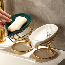 Light luxury ceramic soap box drain soap box drain rack no water storage rack household soap dish creativity