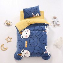 Double-sided milk fleece kindergarten quilt set of three children coral fleece set of six autumn and winter padded infant bedding