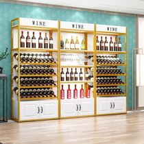 European-style floor wine rack wrought iron solid wood wine cabinet creative bar commercial wine rack display rack rack rack