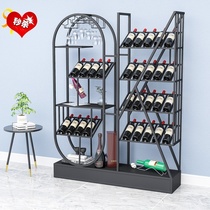 Red wine cabinet display stand creative floor wine rack commercial wine rack restaurant wine rack bar wine cup holder