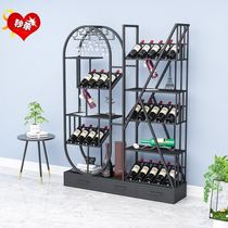 Red wine cabinet household Wine Rack bar floor cabinet storage iron display rack white wine rack wine rack