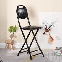 High Stool Foldable Modern Portable Dining Chair Home Round Stool Adult Bench Light Fashion PU Folding Chair Creativity