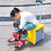 Childrens luggage boy skates storage box roller skates trolley case skates folding trolley